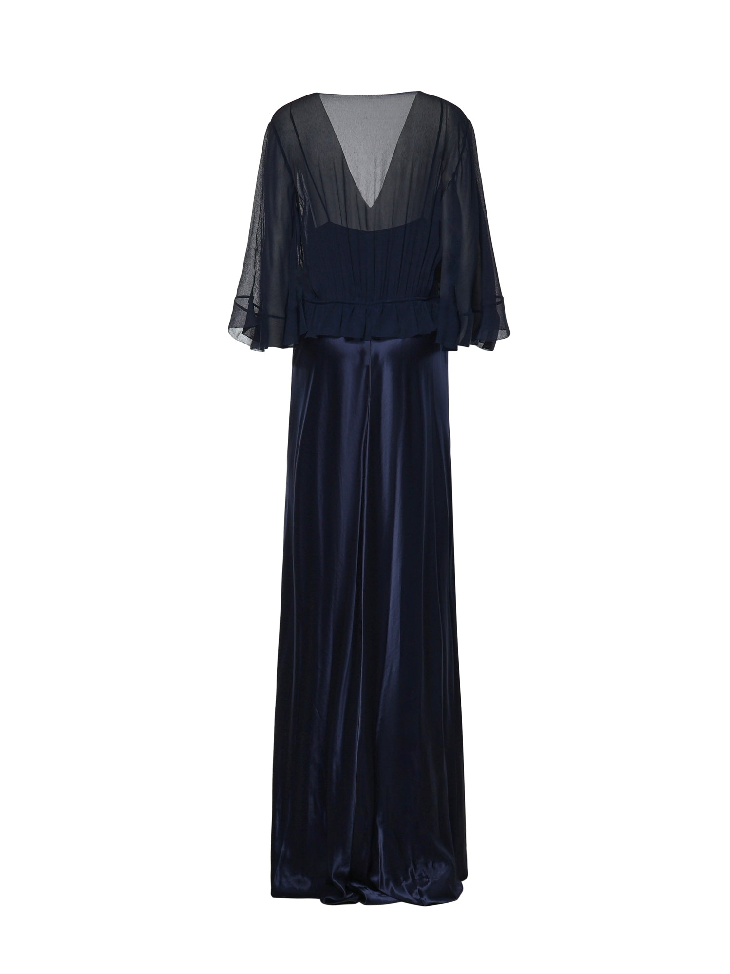 Abito lungo in raso lucido con mantella A04061627 0290 ALBERTA FERRETTI 