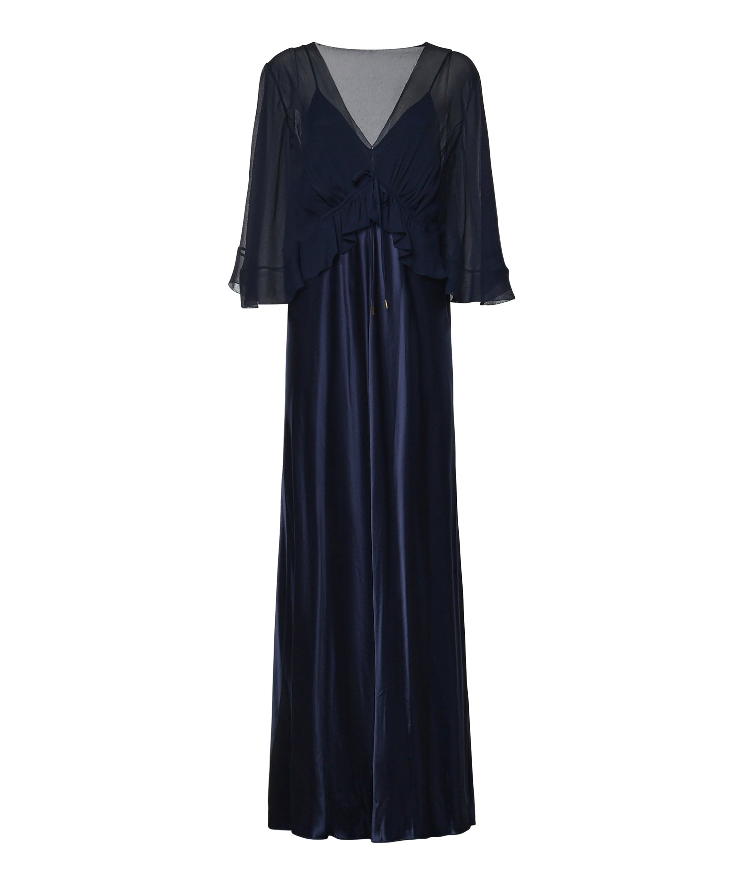 Abito lungo in raso lucido con mantella A04061627 0290 ALBERTA FERRETTI 