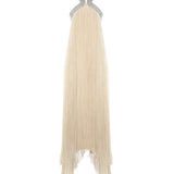 Abito lungo in chiffon plissé con ricami metallici A0426115 1471 ALBERTA FERRETTI 
