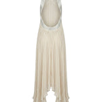 Abito lungo in chiffon plissé con ricami metallici A0426115 1471 ALBERTA FERRETTI 