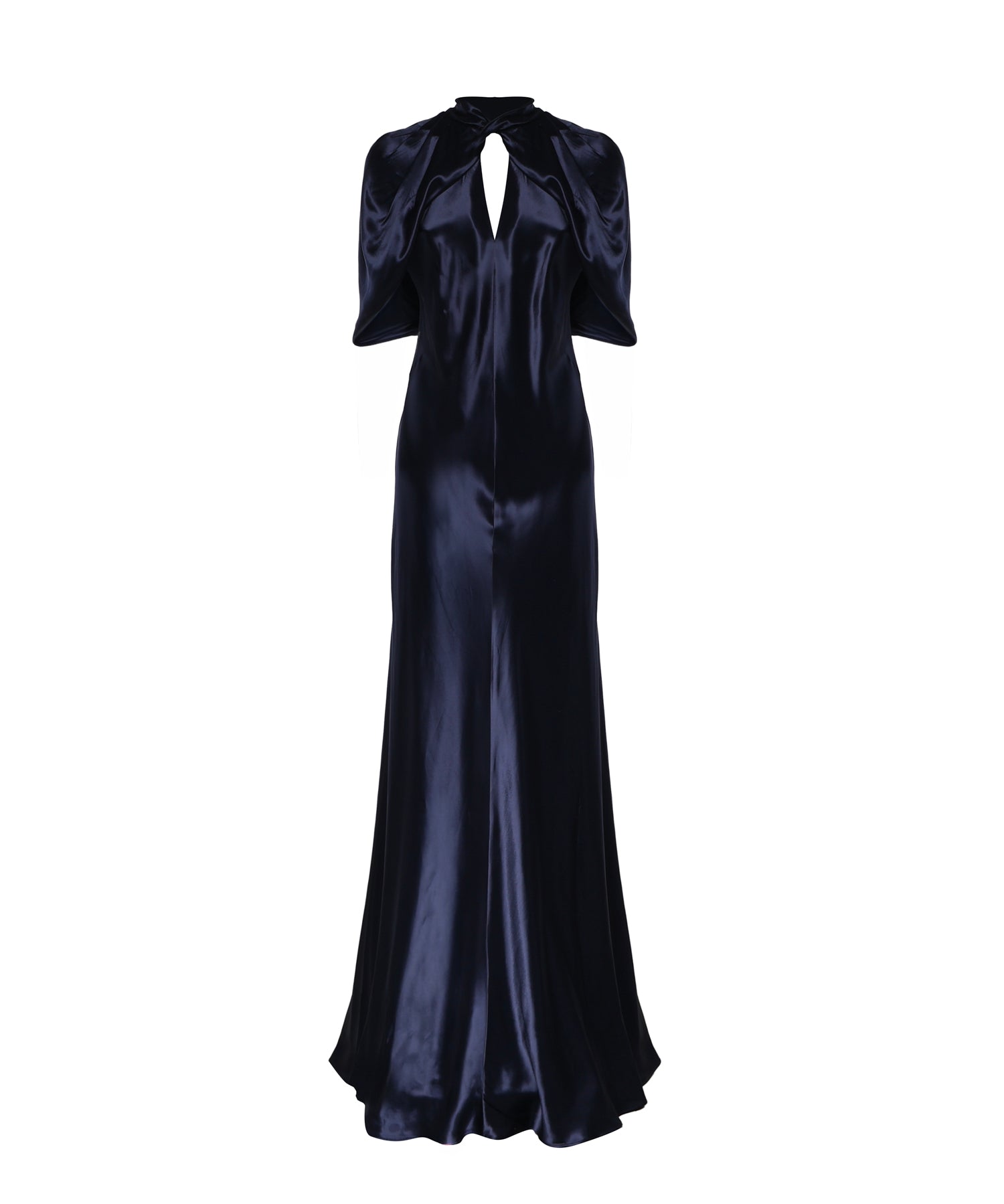 Abito lungo in raso con maniche a mantellina A04301627 0290 ALBERTA FERRETTI 
