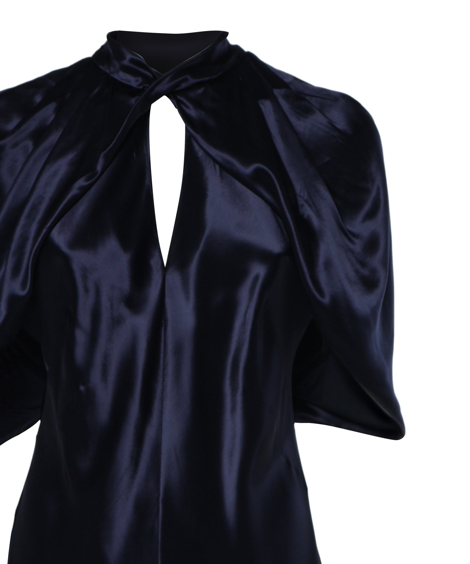 Abito lungo in raso con maniche a mantellina A04301627 0290 ALBERTA FERRETTI 