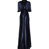 Abito lungo in raso con maniche a mantellina A04301627 0290 ALBERTA FERRETTI 