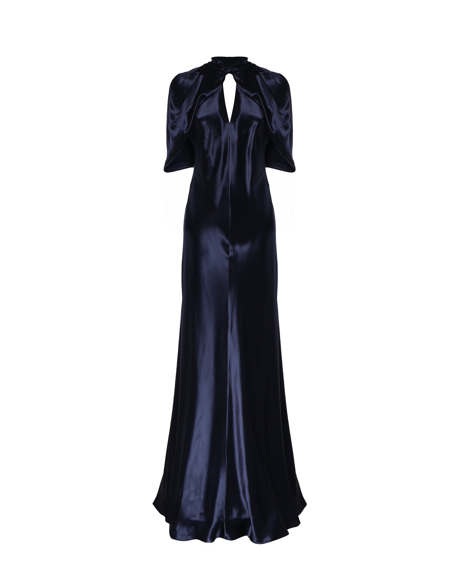 Abito lungo in raso con maniche a mantellina A04301627 0290 ALBERTA FERRETTI 