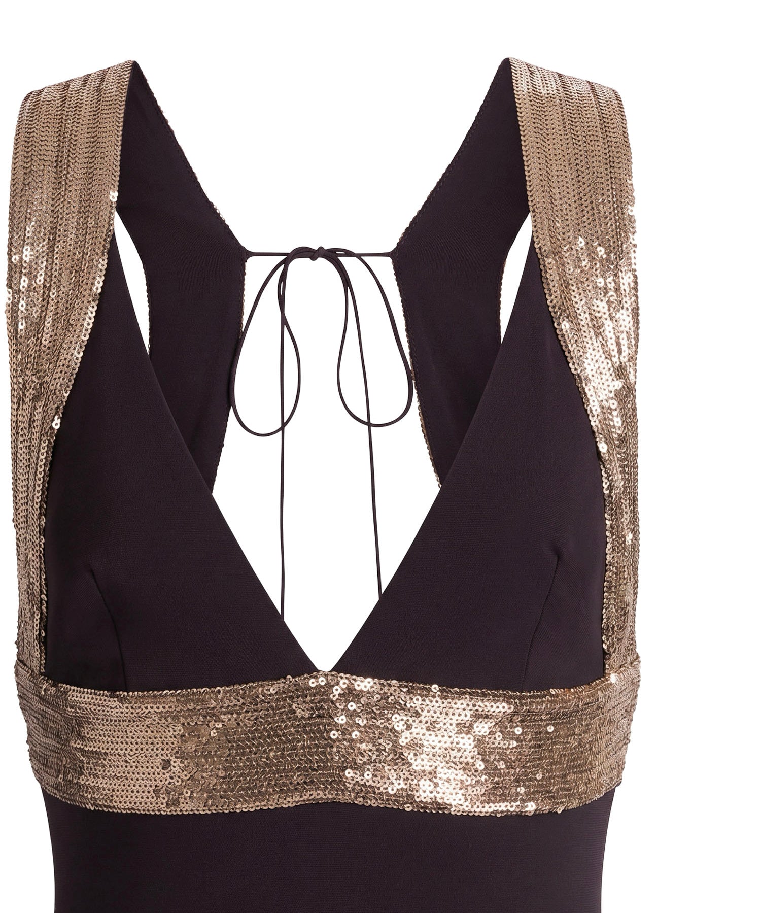 Abito lungo con dettagli ricamati a contrasto A0460124 0102 ALBERTA FERRETTI 