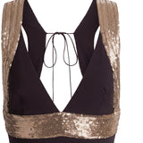 Abito lungo con dettagli ricamati a contrasto A0460124 0102 ALBERTA FERRETTI 