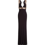 Abito lungo con dettagli ricamati a contrasto A0460124 0102 ALBERTA FERRETTI 