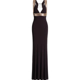 Abito lungo con dettagli ricamati a contrasto A0460124 0102 ALBERTA FERRETTI 