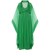 Abito lungo in seta con maniche ampie A04620115 394 ALBERTA FERRETTI 
