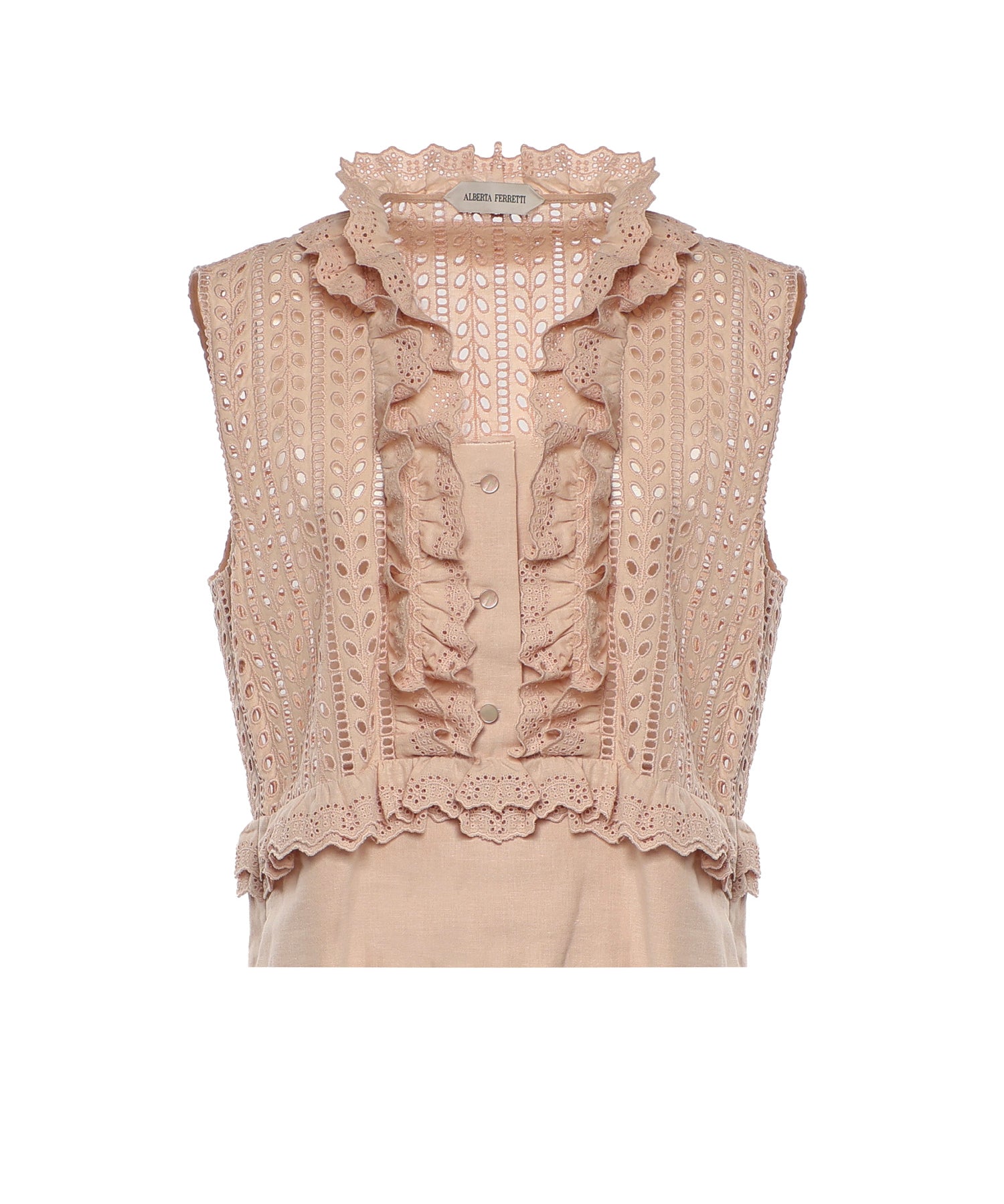 Top in pizzo Sangallo con volant A08081623 0180 ALBERTA FERRETTI 
