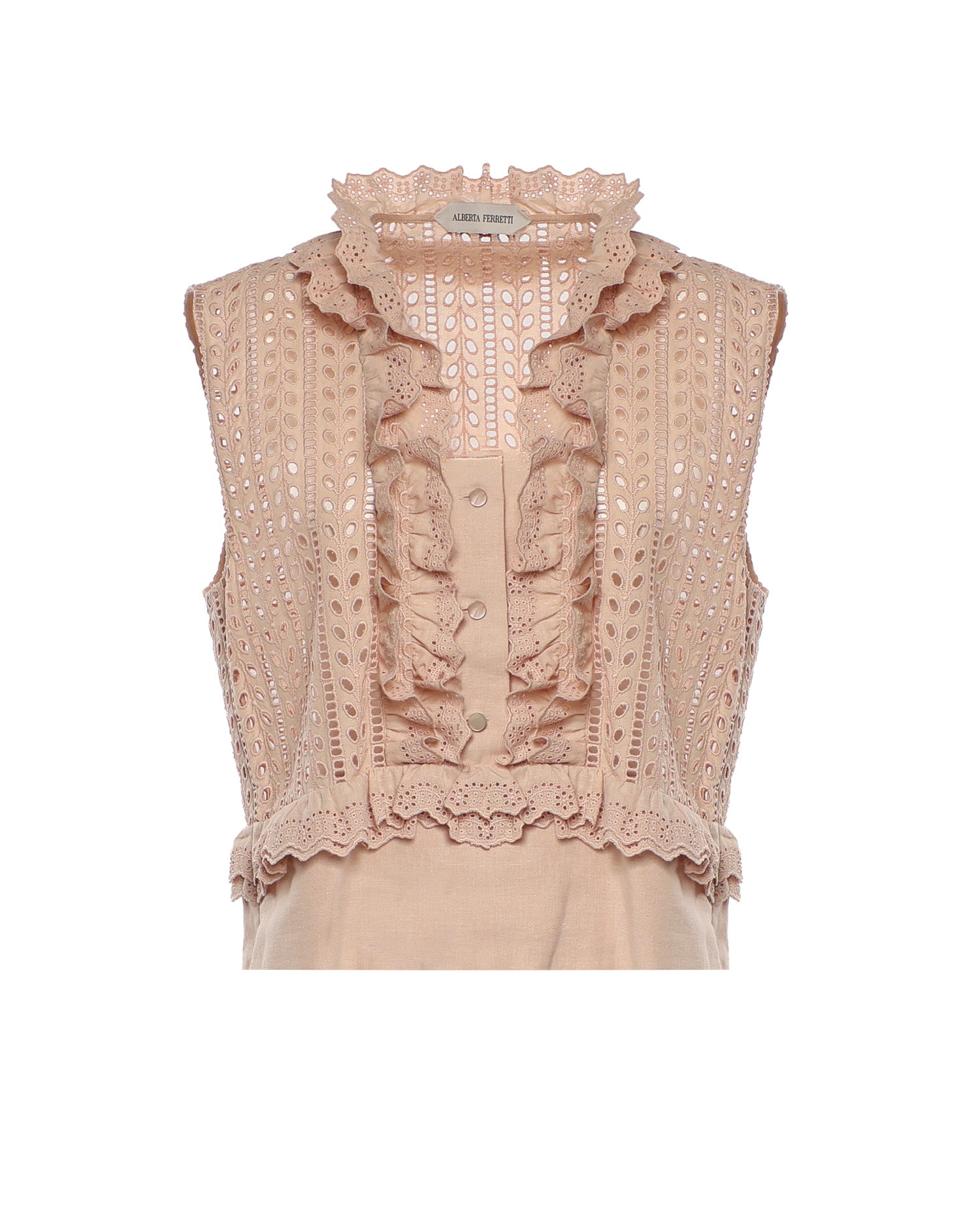 Top in pizzo Sangallo con volant A08081623 0180 ALBERTA FERRETTI 