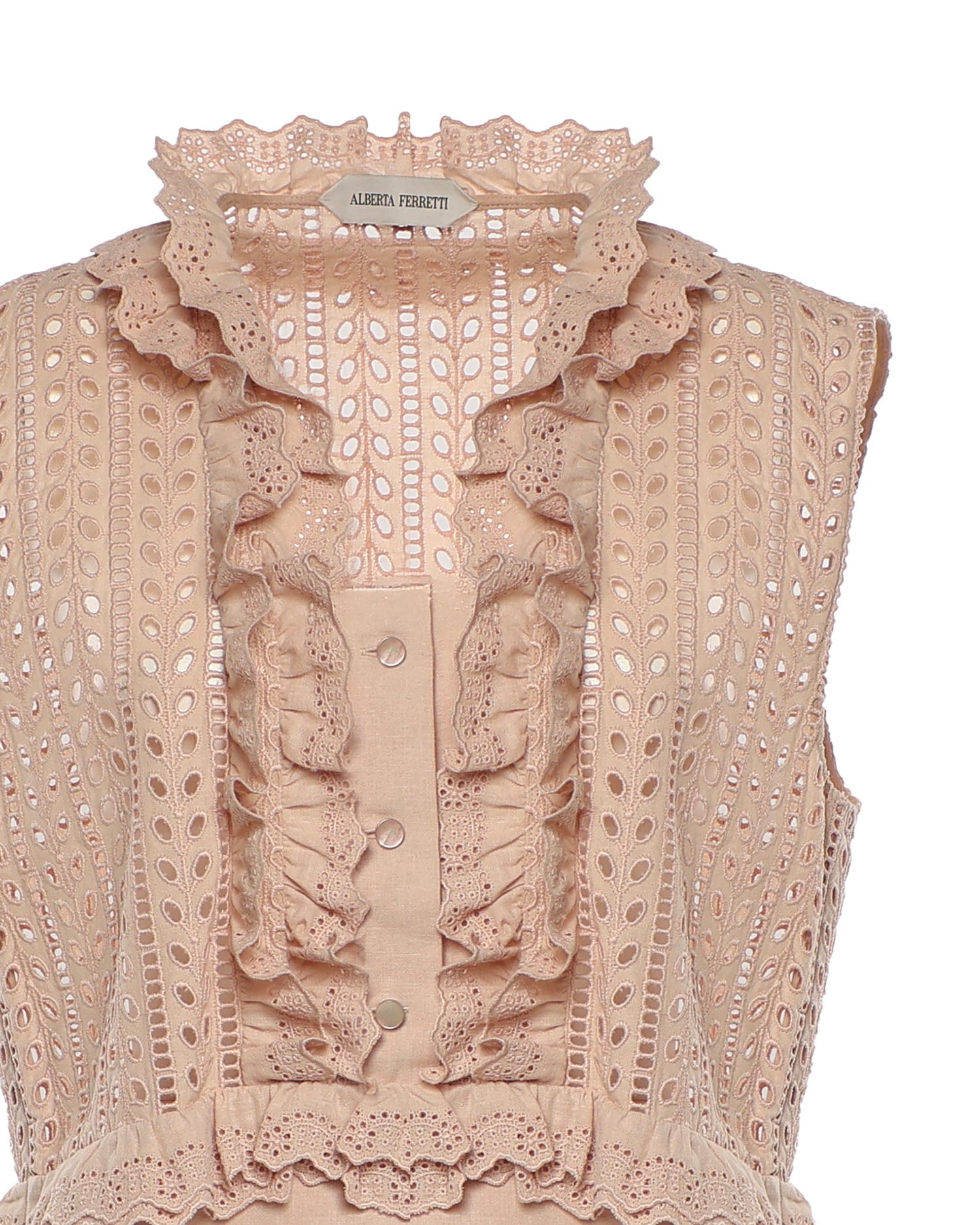 Top in pizzo Sangallo con volant A08081623 0180 ALBERTA FERRETTI 
