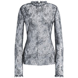 Camicetta in pizzo ricamato con paillettes V02181620 0290 ALBERTA FERRETTI 