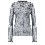 Camicetta in pizzo ricamato con paillettes V02181620 0290 ALBERTA FERRETTI 