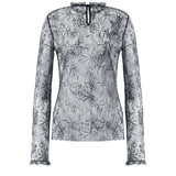Camicetta in pizzo ricamato con paillettes V02181620 0290 ALBERTA FERRETTI 