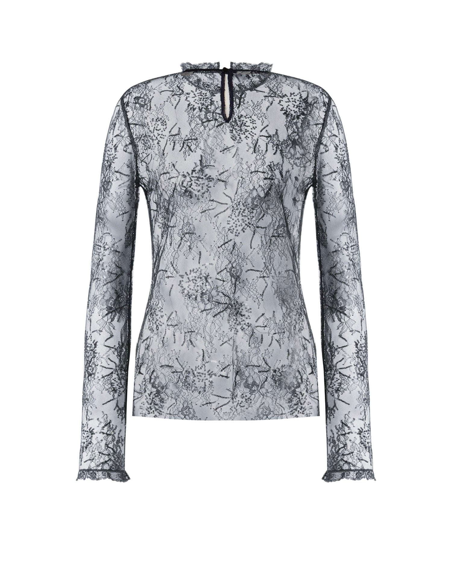Camicetta in pizzo ricamato con paillettes V02181620 0290 ALBERTA FERRETTI 