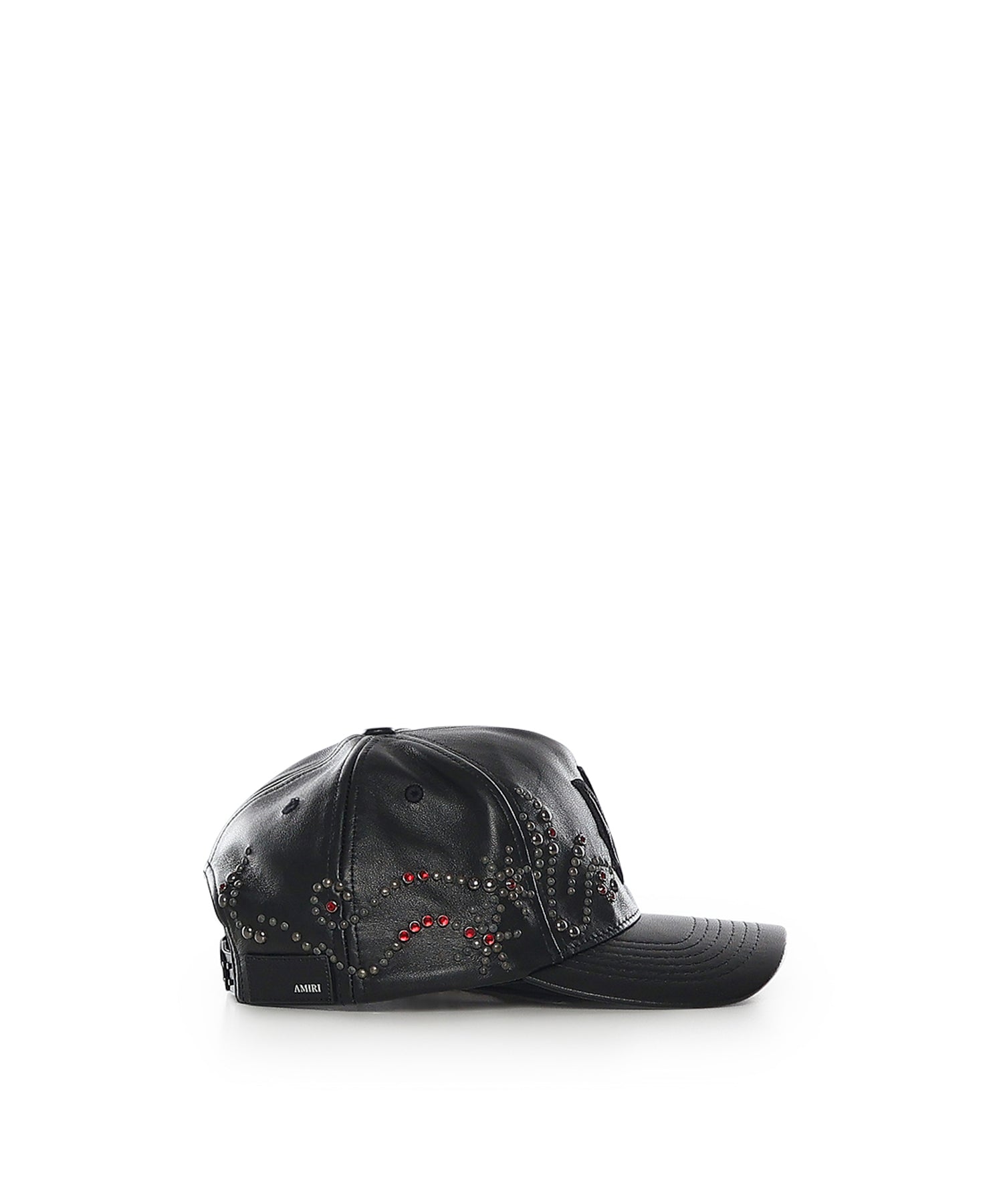 Cappello in pelle con cristalli e logo AMSAHE1019 001 AMIRI 