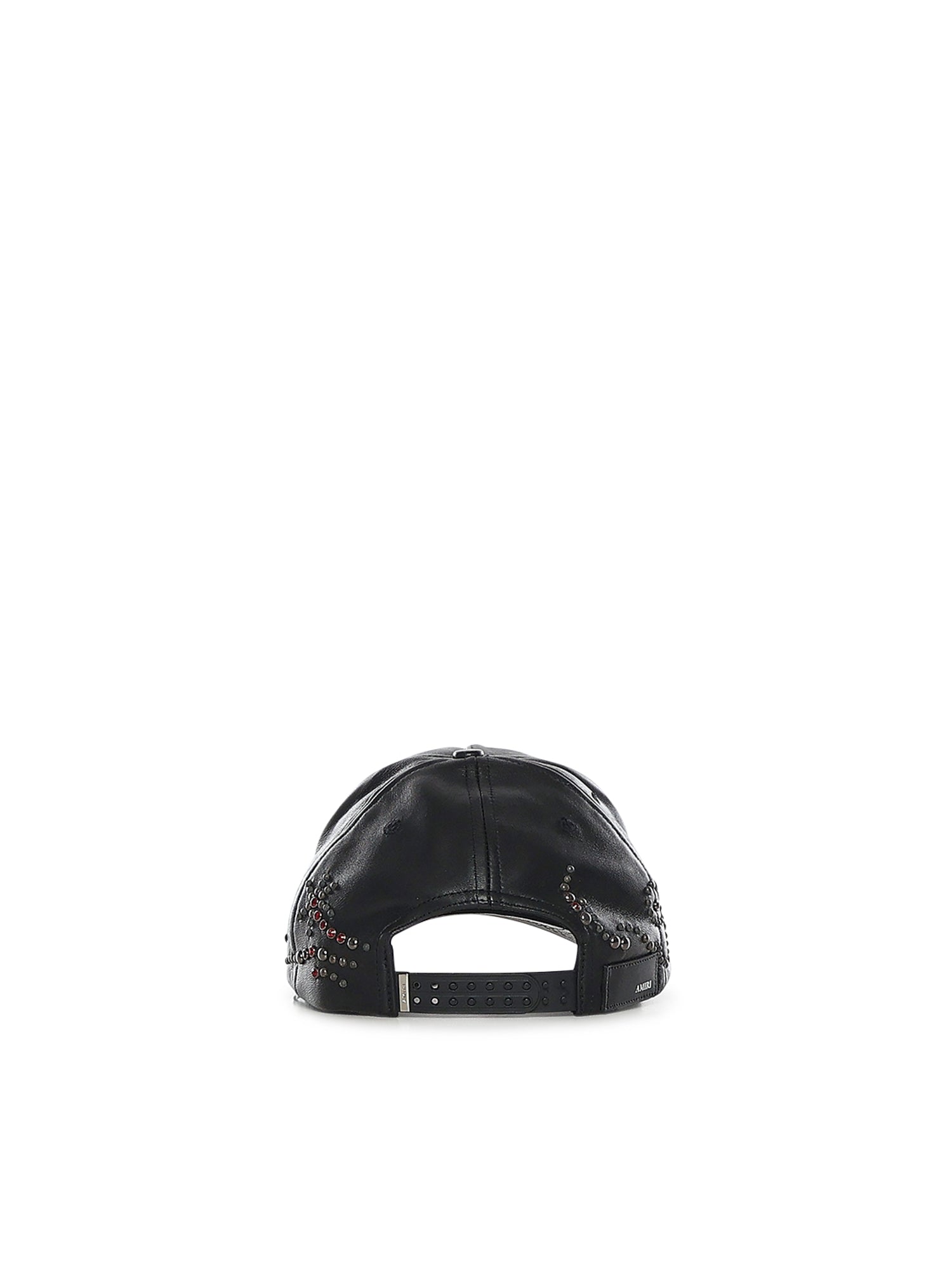 Cappello in pelle con cristalli e logo AMSAHE1019 001 AMIRI 