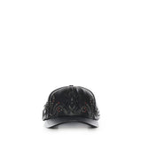 Cappello in pelle con cristalli e logo AMSAHE1019 001 AMIRI 
