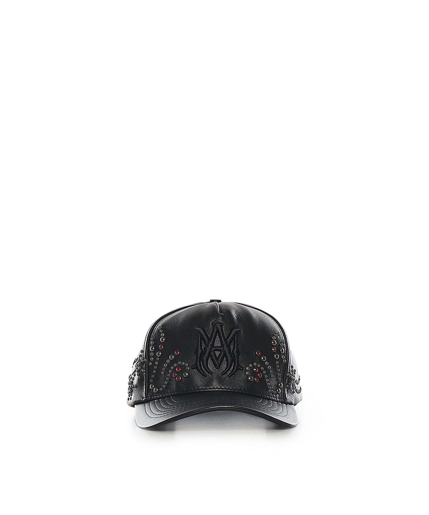 Cappello in pelle con cristalli e logo AMSAHE1019 001 AMIRI 