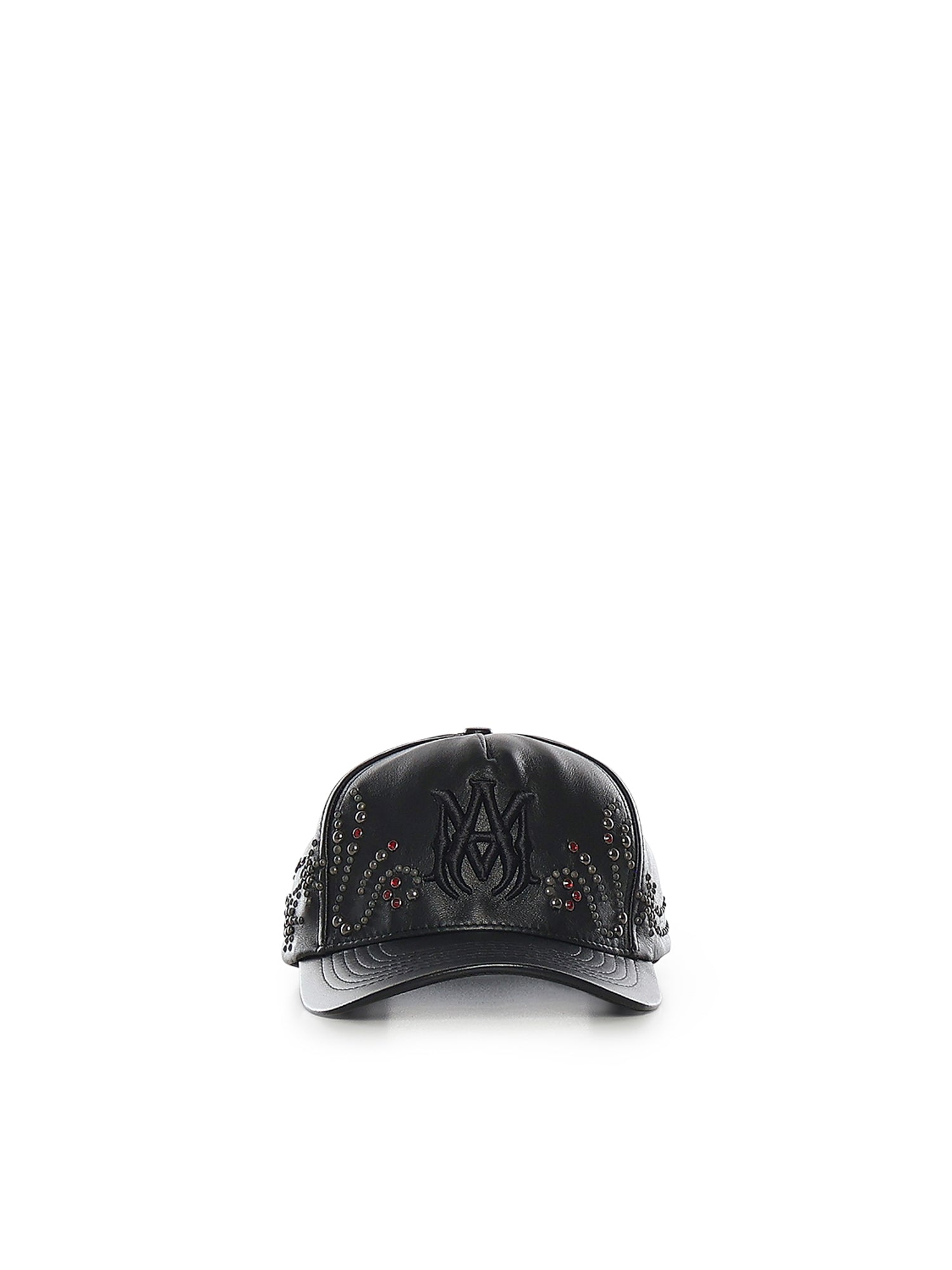 Cappello in pelle con cristalli e logo AMSAHE1019 001 AMIRI 