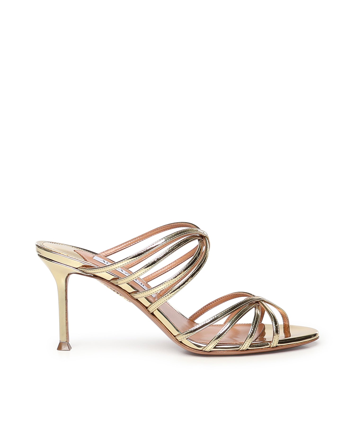 Mules Tell Me in pelle metallizzata TLMMIDM0 SSYSOG AQUAZZURA 