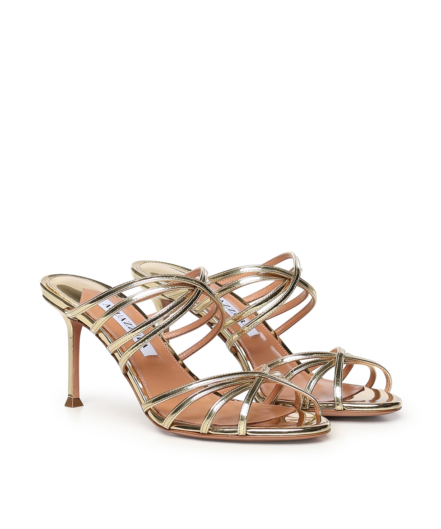 Mules Tell Me in pelle metallizzata TLMMIDM0 SSYSOG AQUAZZURA 
