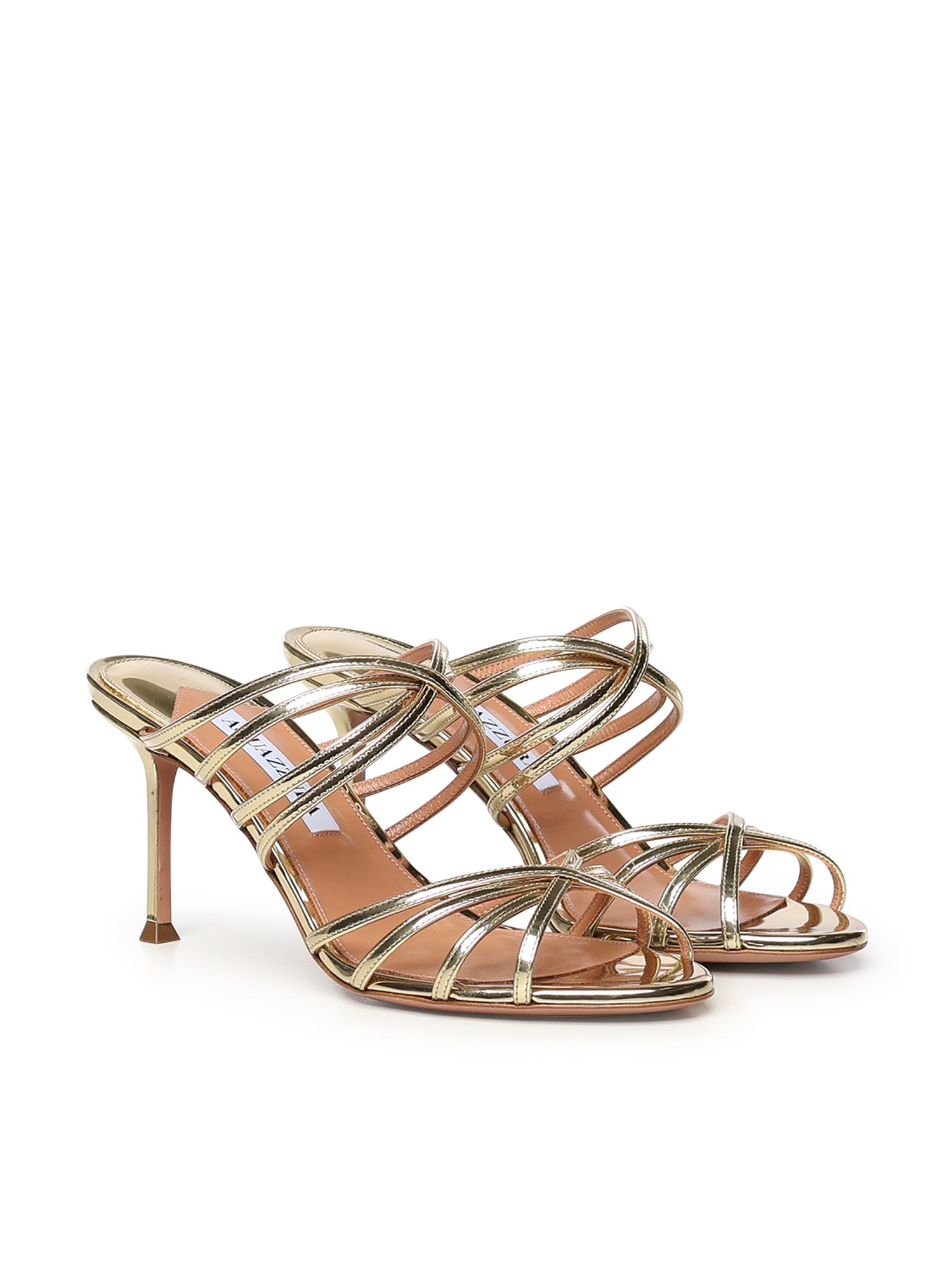 Mules Tell Me in pelle metallizzata TLMMIDM0 SSYSOG AQUAZZURA 