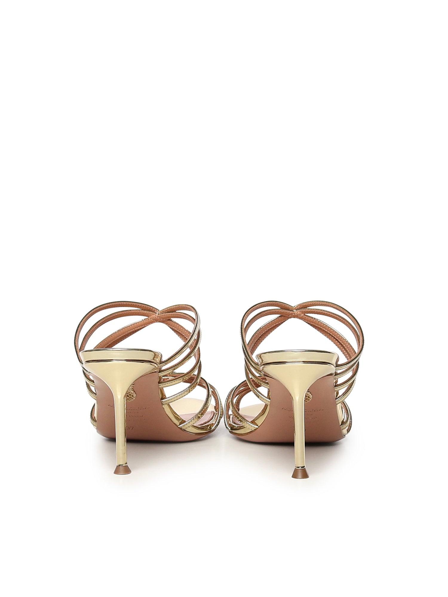 Mules Tell Me in pelle metallizzata TLMMIDM0 SSYSOG AQUAZZURA 