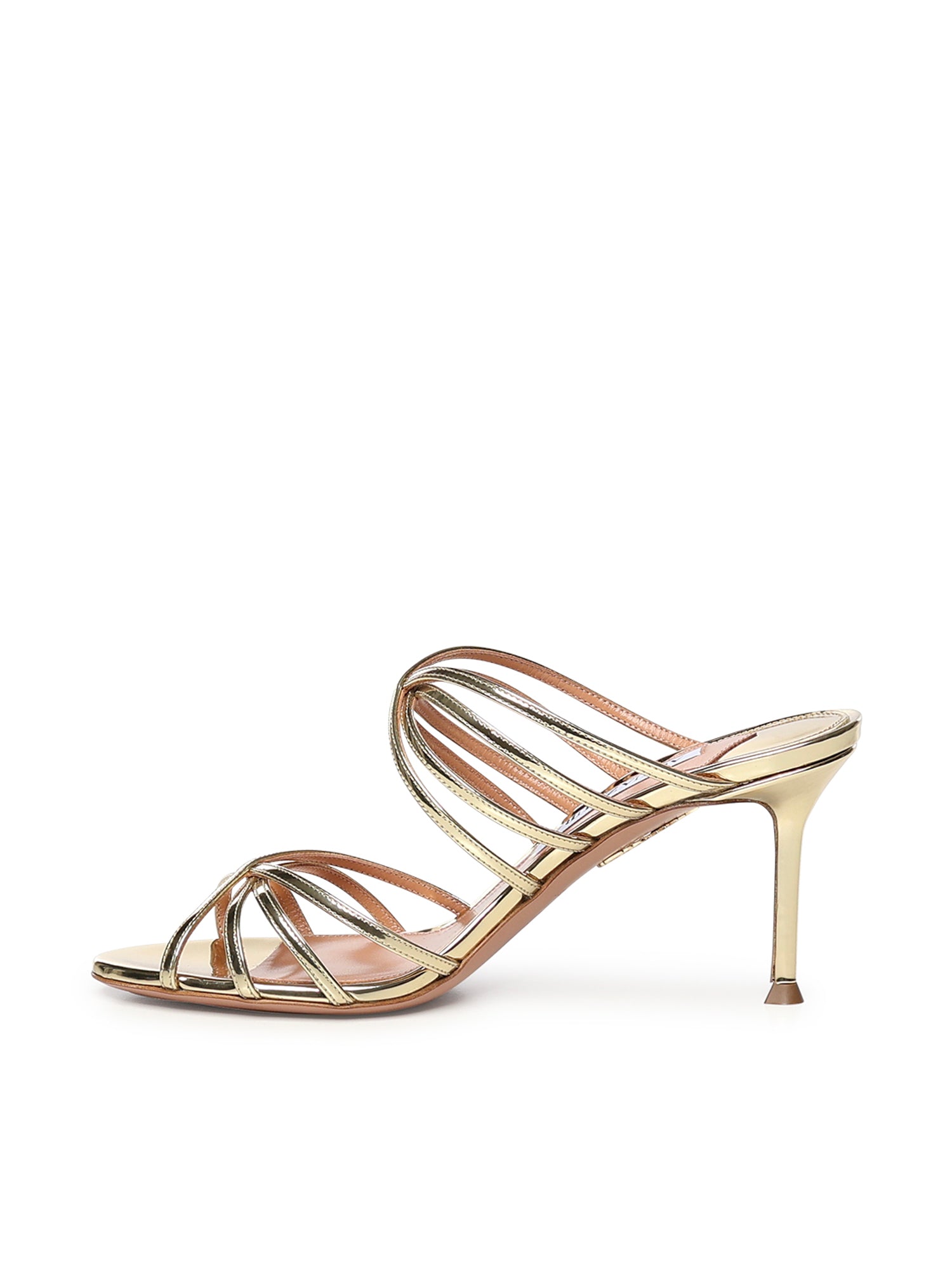 Mules Tell Me in pelle metallizzata TLMMIDM0 SSYSOG AQUAZZURA 