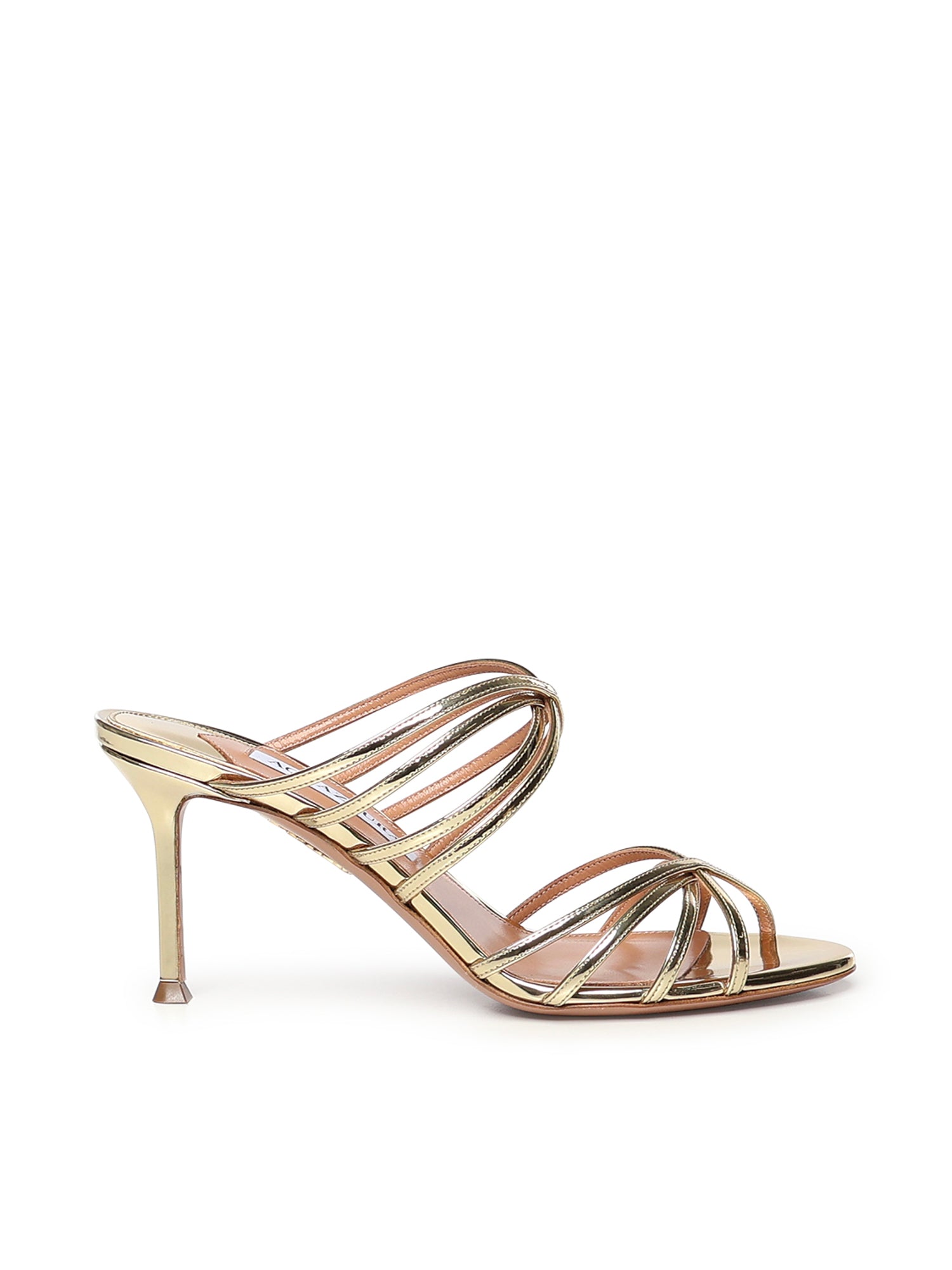 Mules Tell Me in pelle metallizzata TLMMIDM0 SSYSOG AQUAZZURA 