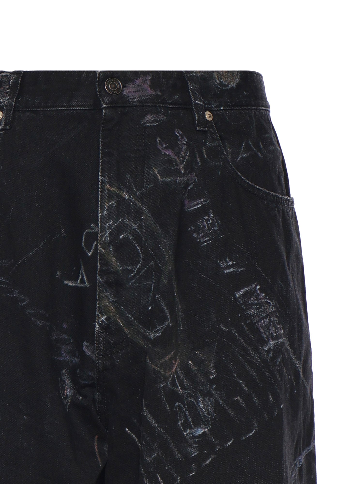 Pantaloni Baggy Minimal in denim di cotone washed crayon allover 857216 TTWA81037 BALENCIAGA 