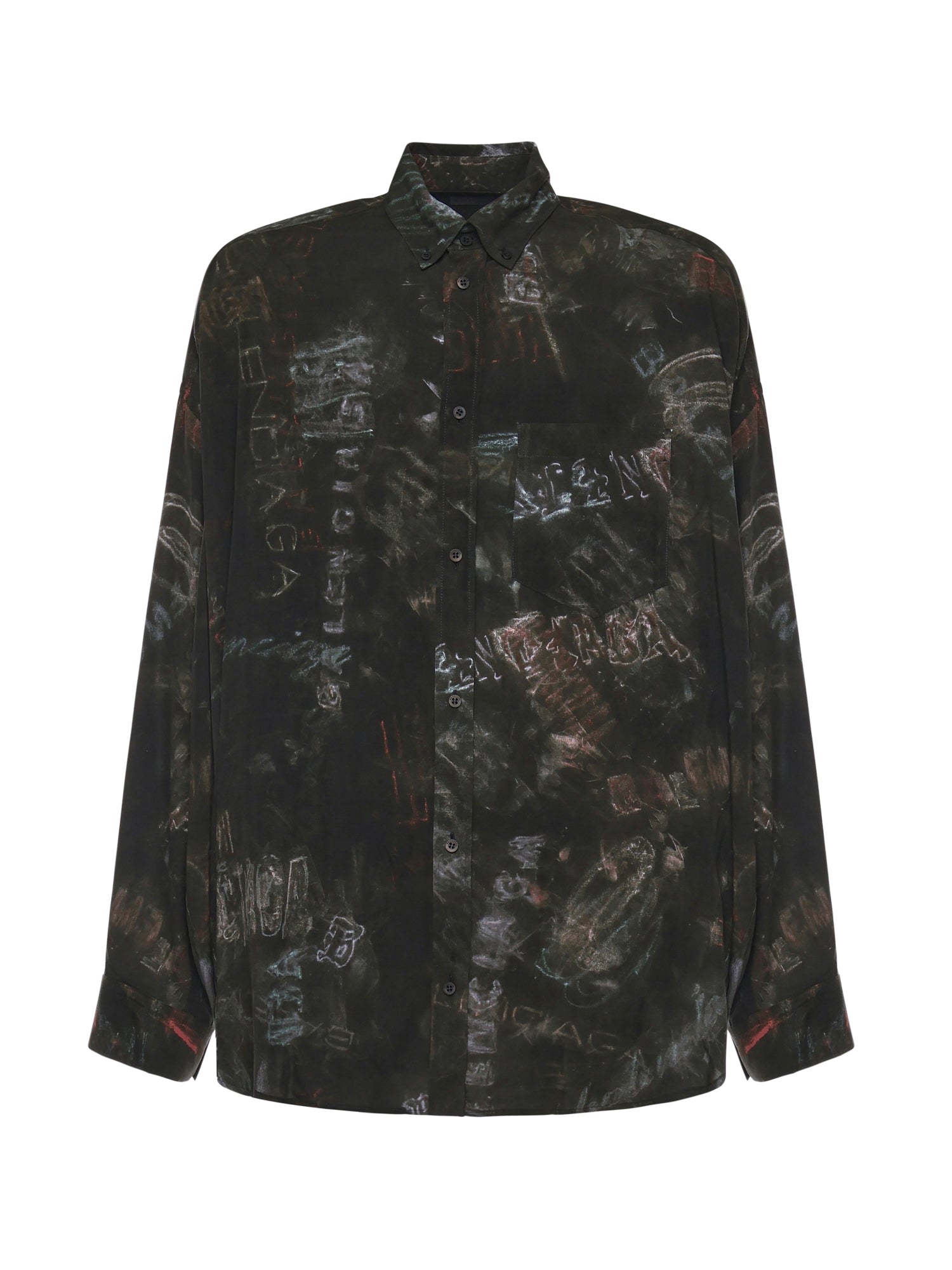 Camicia Cocoon Washed Crayon Allover in popeline di viscosa 857811 TTL781055 BALENCIAGA 