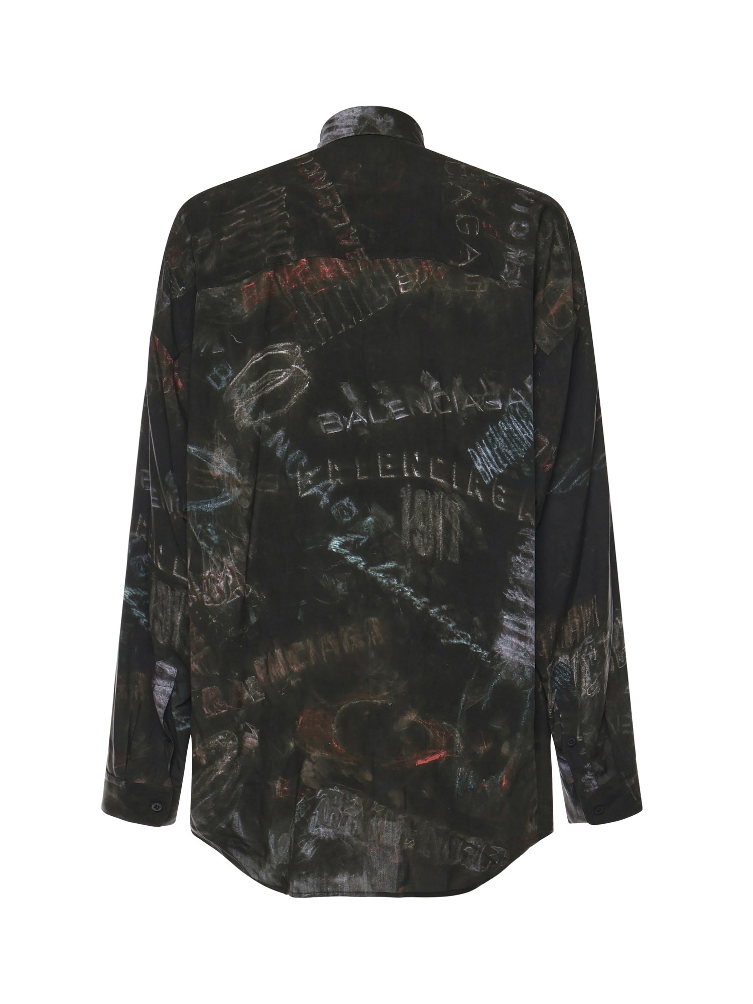 Camicia Cocoon Washed Crayon Allover in popeline di viscosa 857811 TTL781055 BALENCIAGA 