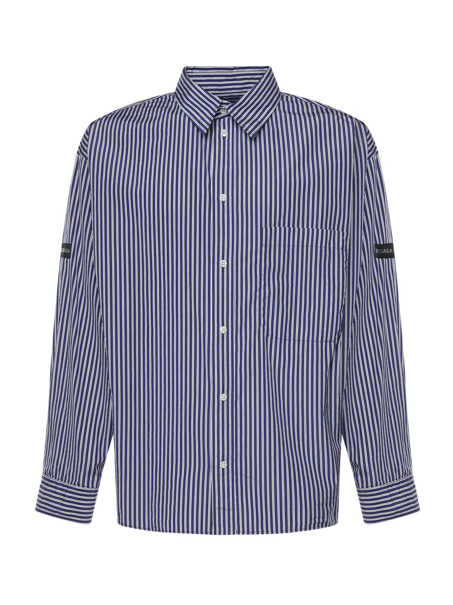 Camicia a righe in popeline di cotone con logo 857814 TTM348502 BALENCIAGA 