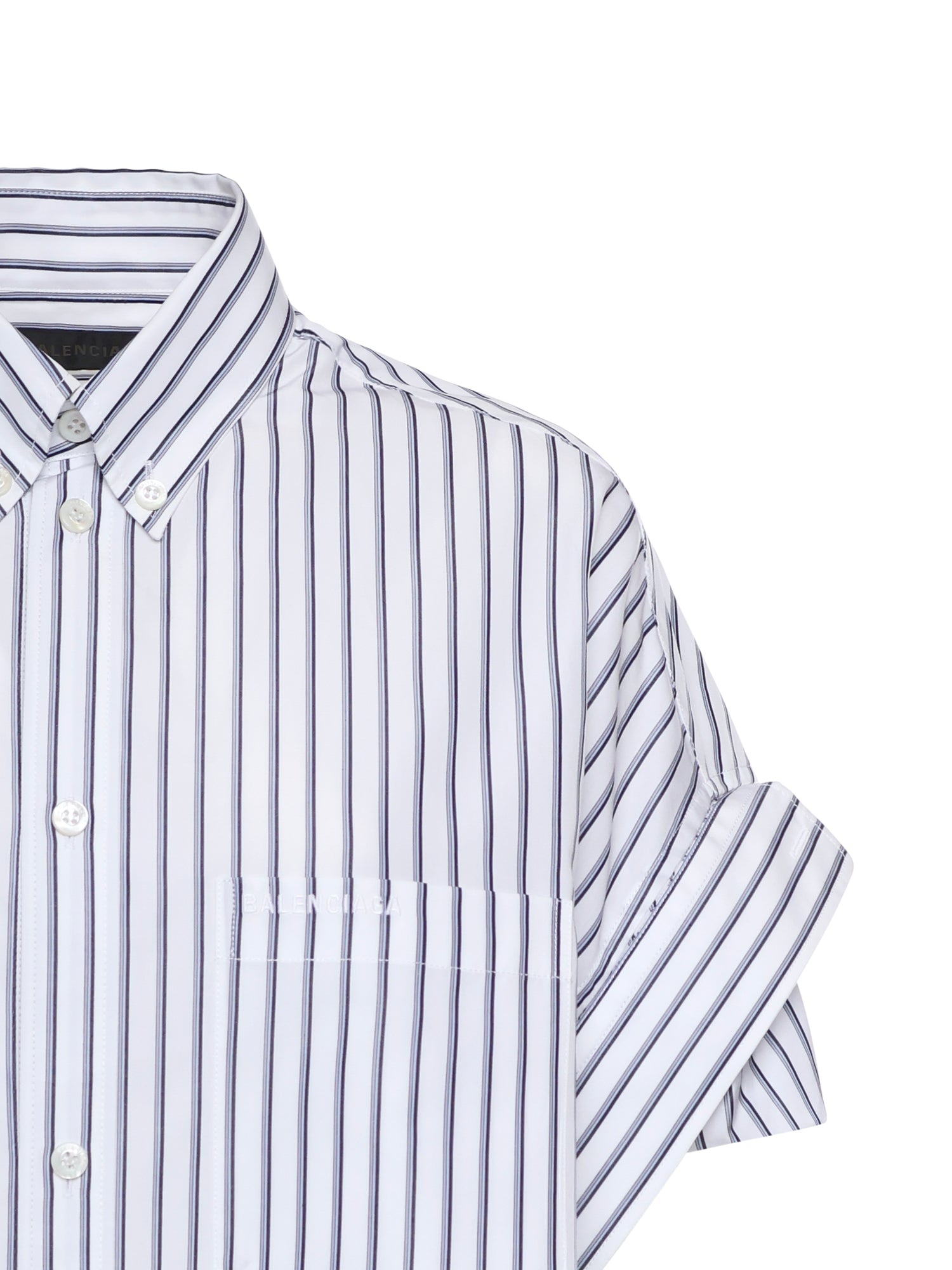 Camicia con maniche con risvolto in popeline a righe 857833 TTM339086 BALENCIAGA 