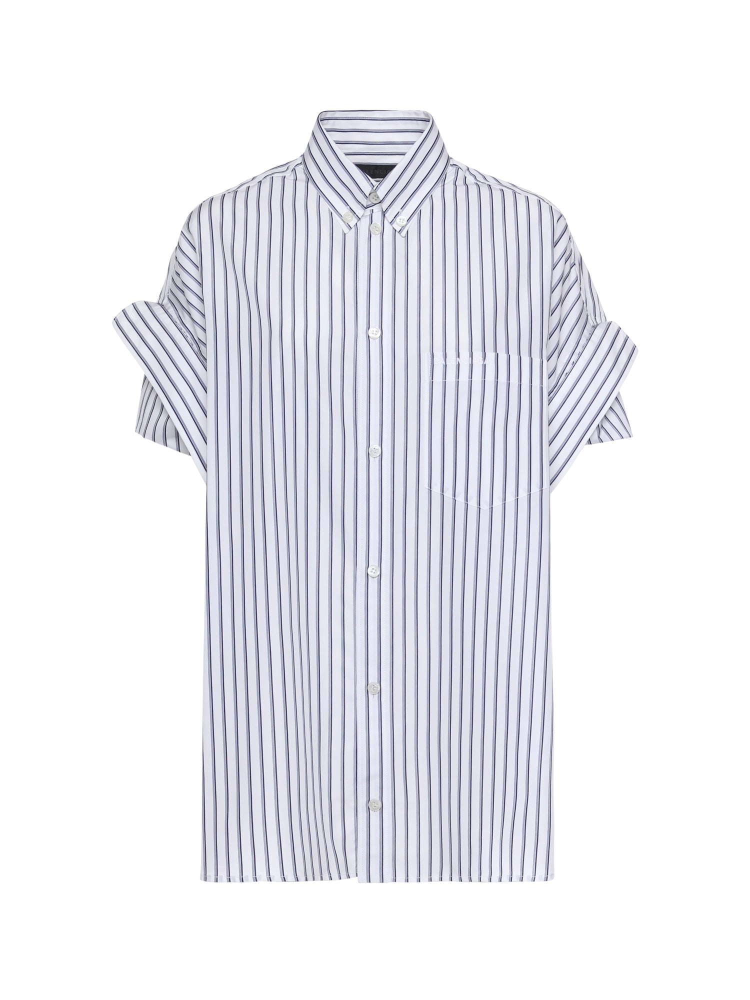 Camicia con maniche con risvolto in popeline a righe 857833 TTM339086 BALENCIAGA 