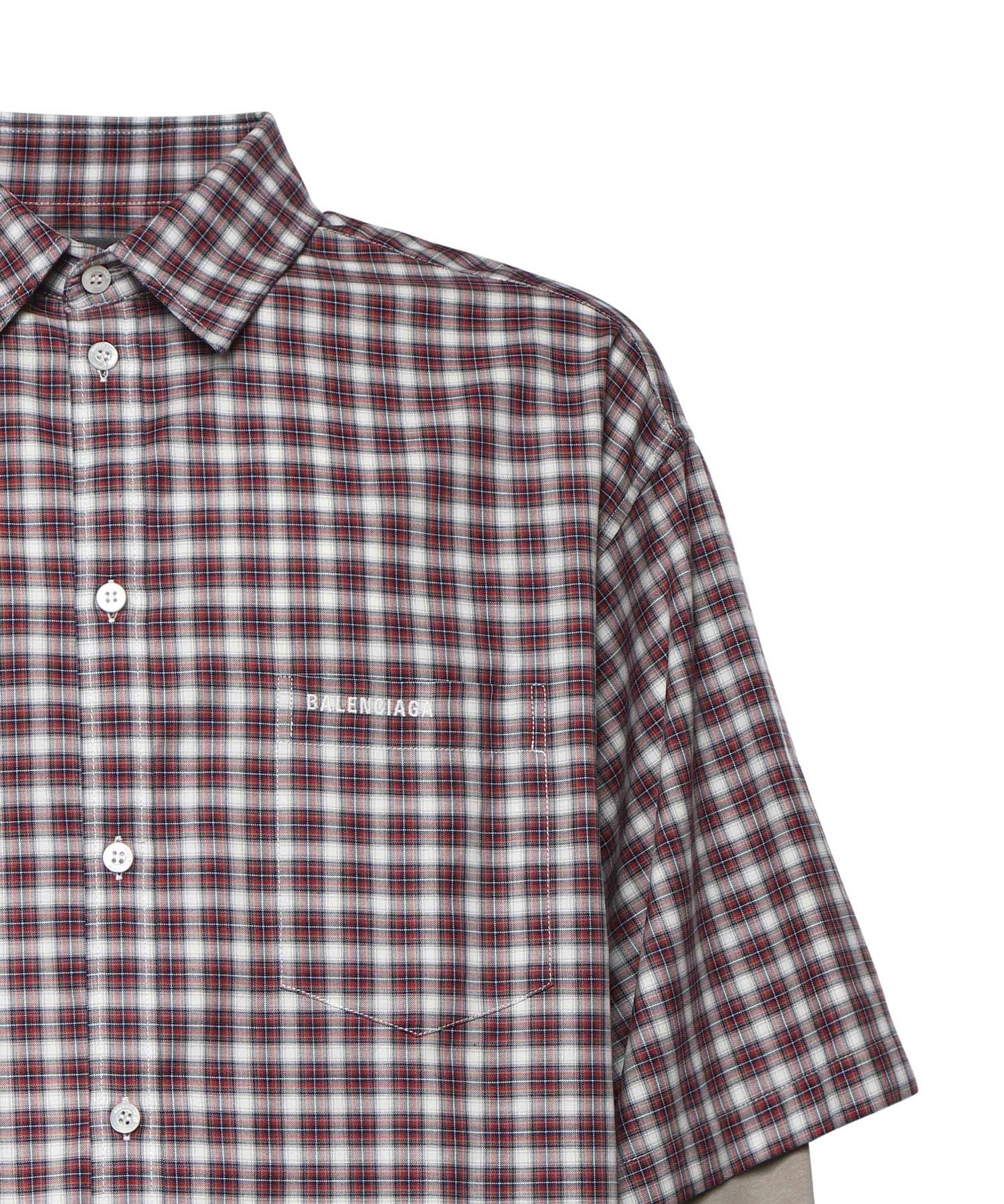 Camicia Wrong Sleeve in popeline check 866543 TUM176011 BALENCIAGA 