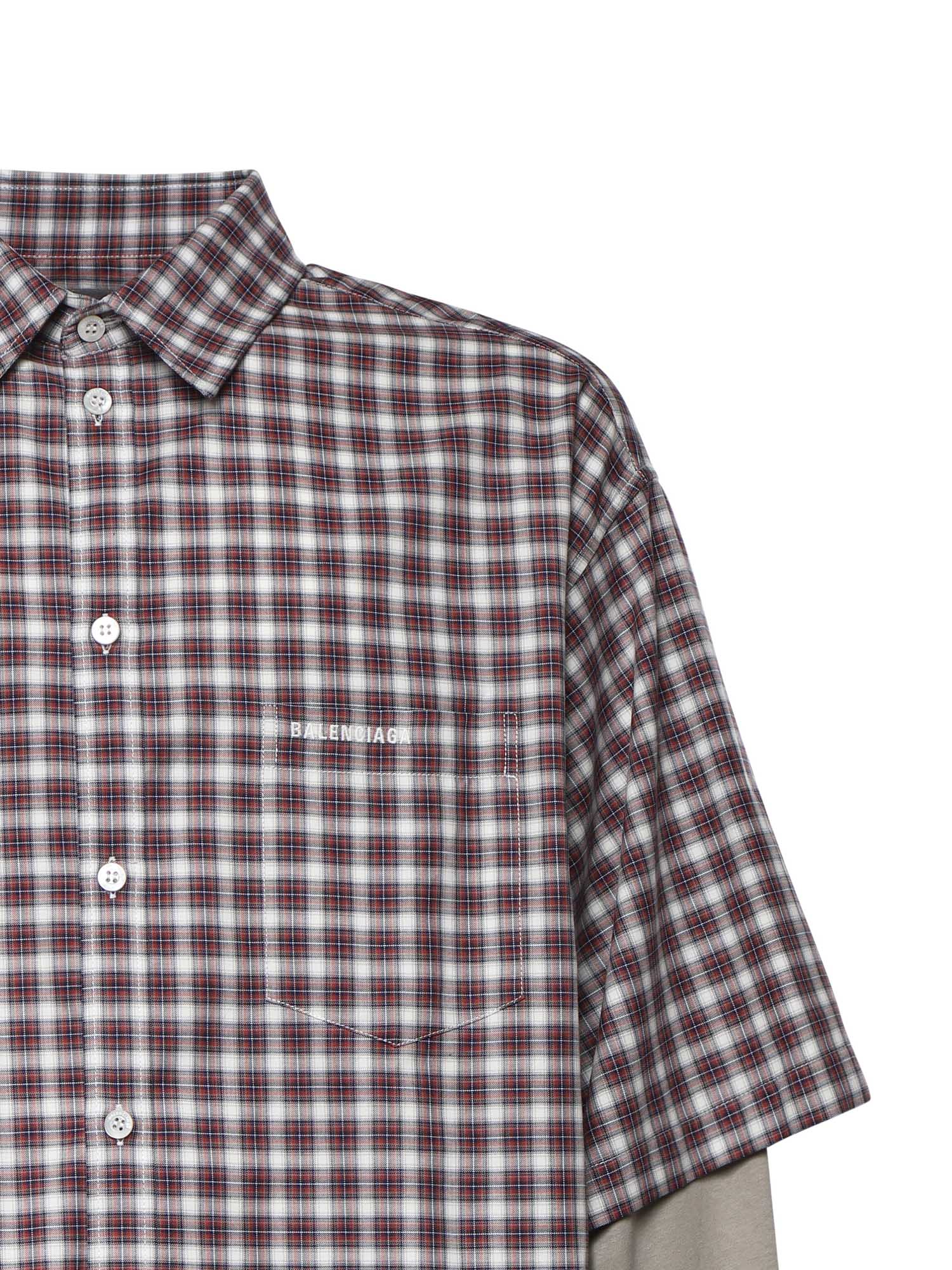 Camicia Wrong Sleeve in popeline check 866543 TUM176011 BALENCIAGA 