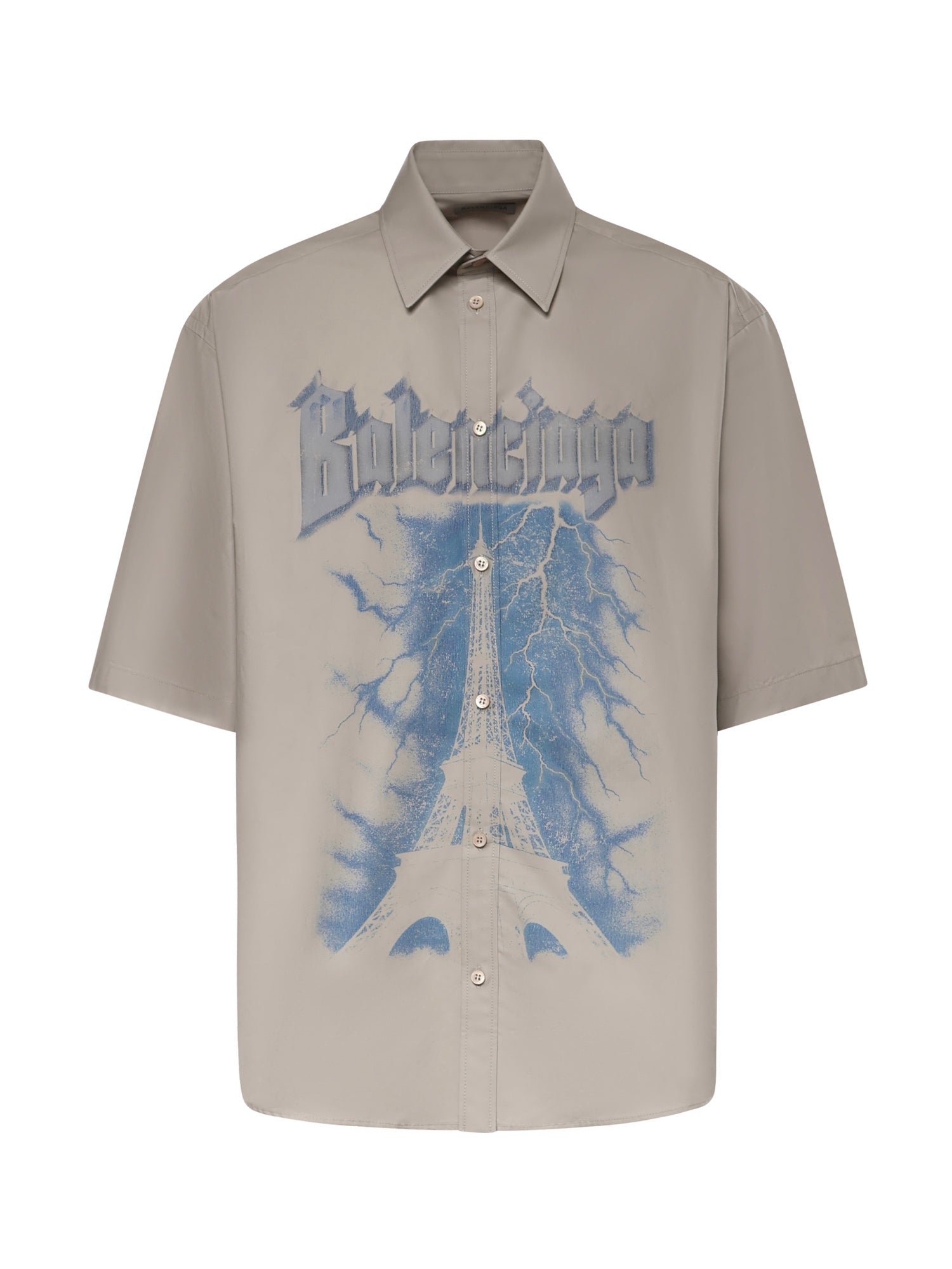 Camicia in cotone con stampa logo 869793 TRM282967 BALENCIAGA 