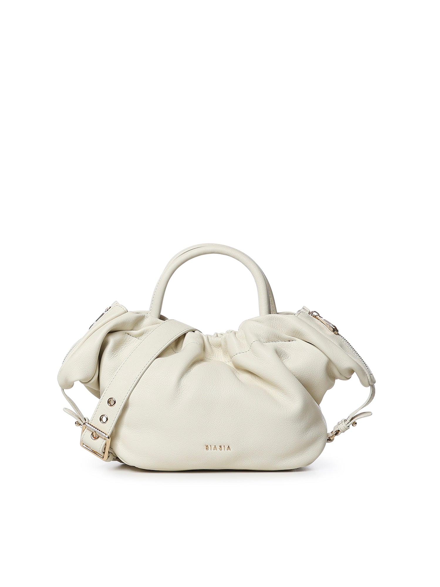 Mini bag in pelle con logo<BR/> BIBP9E702 AVORIO BIASIA 