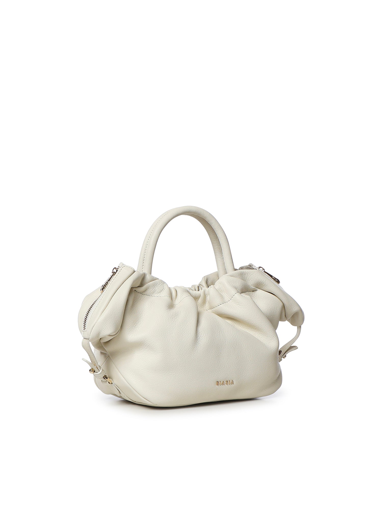 Mini bag in pelle con logo<BR/> BIBP9E702 AVORIO BIASIA 