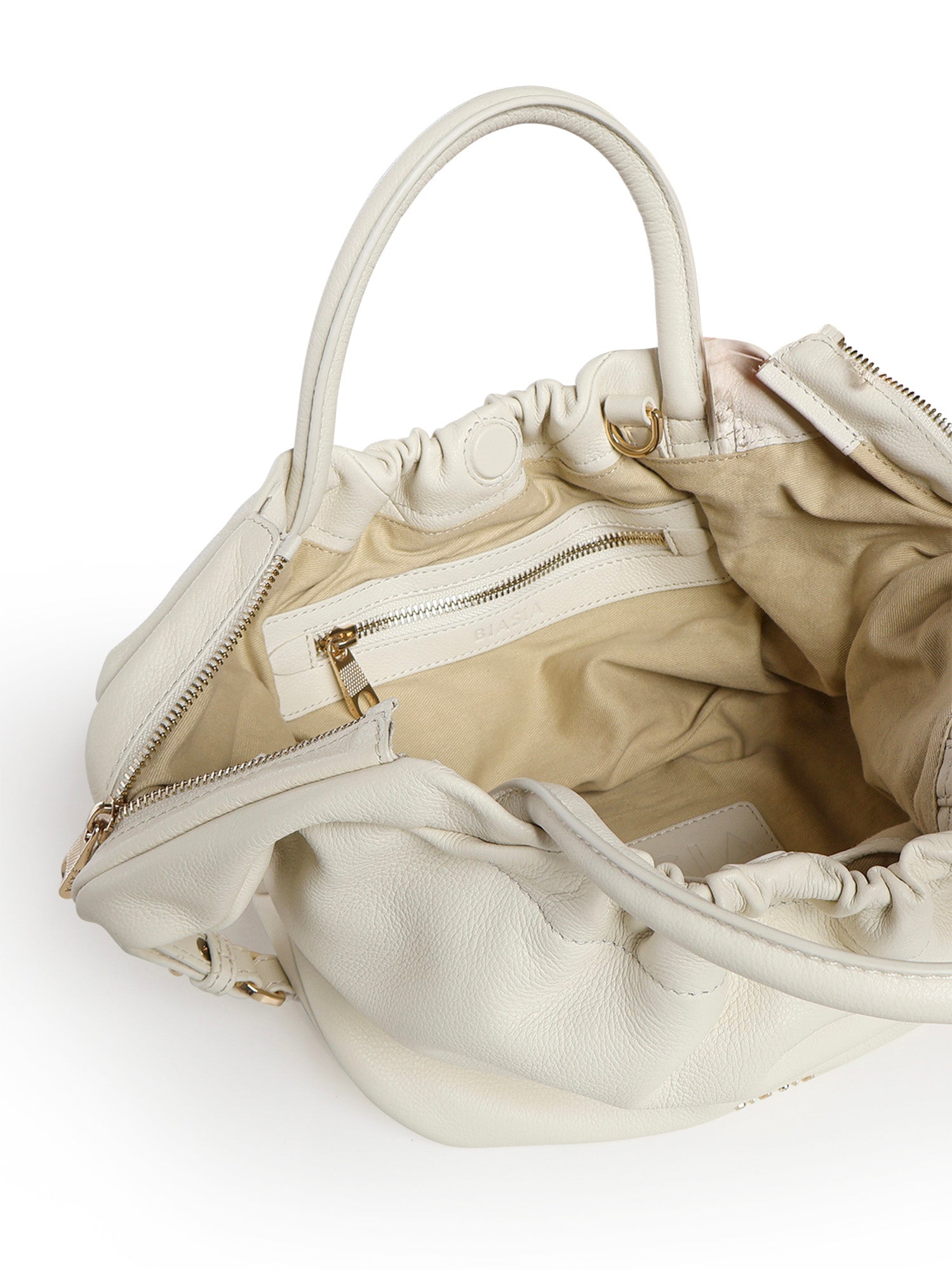 Mini bag in pelle con logo<BR/> BIBP9E702 AVORIO BIASIA 