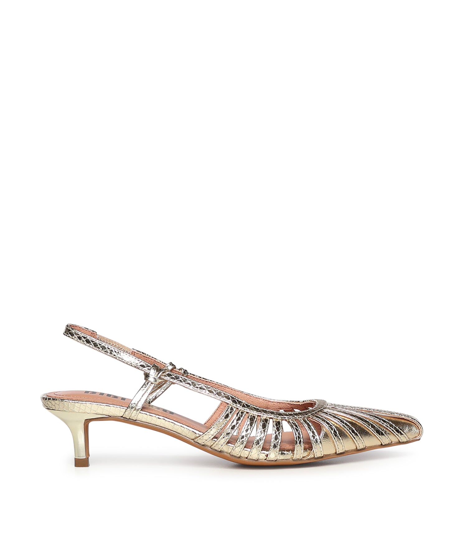 Pumps slingback in pelle metalizzata 774Z94HG ORO BIBI LOU 
