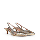Pumps slingback in pelle metalizzata 774Z94HG ORO BIBI LOU 