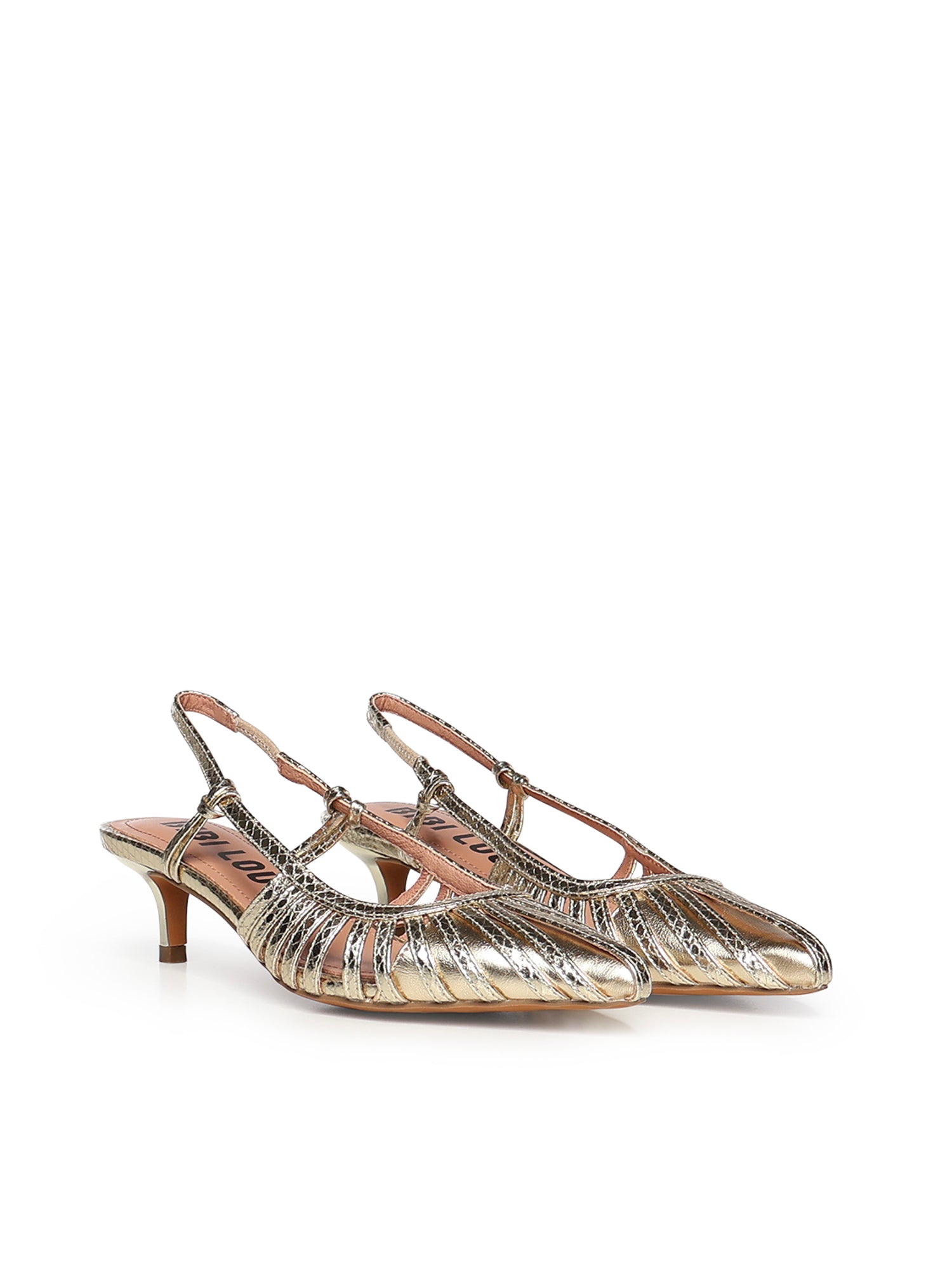 Pumps slingback in pelle metalizzata 774Z94HG ORO BIBI LOU 