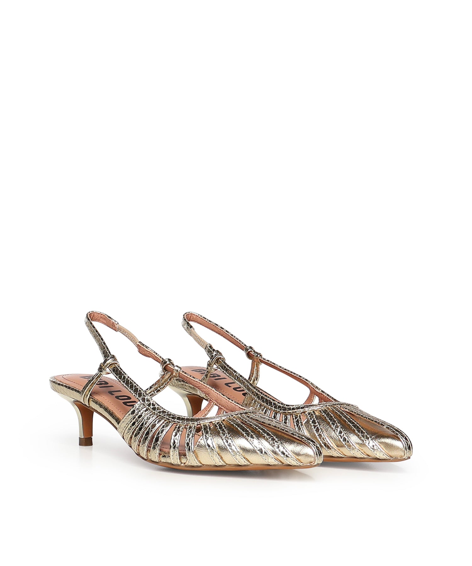 Pumps slingback in pelle metalizzata 774Z94HG ORO BIBI LOU 