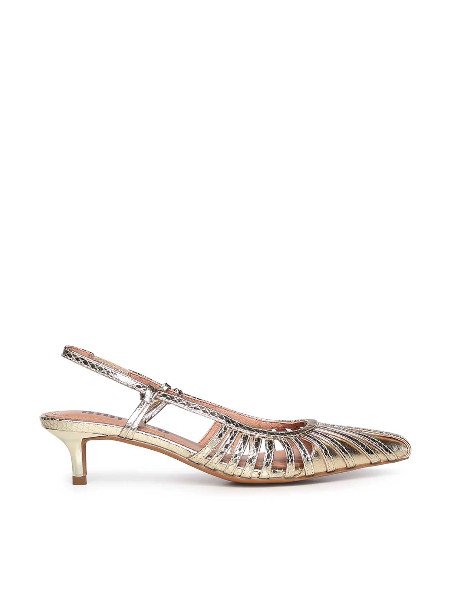 Pumps slingback in pelle metalizzata 774Z94HG ORO BIBI LOU 