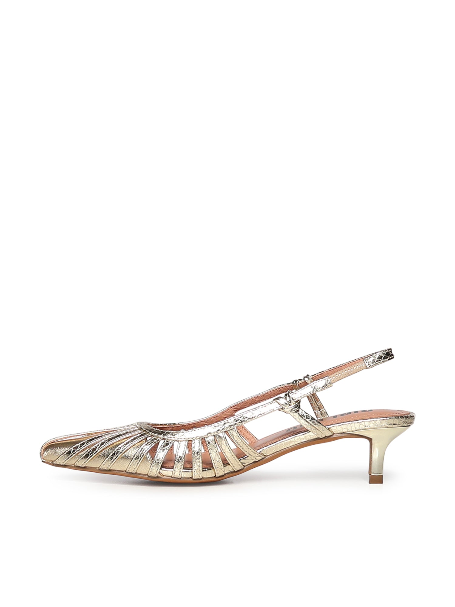 Pumps slingback in pelle metalizzata 774Z94HG ORO BIBI LOU 