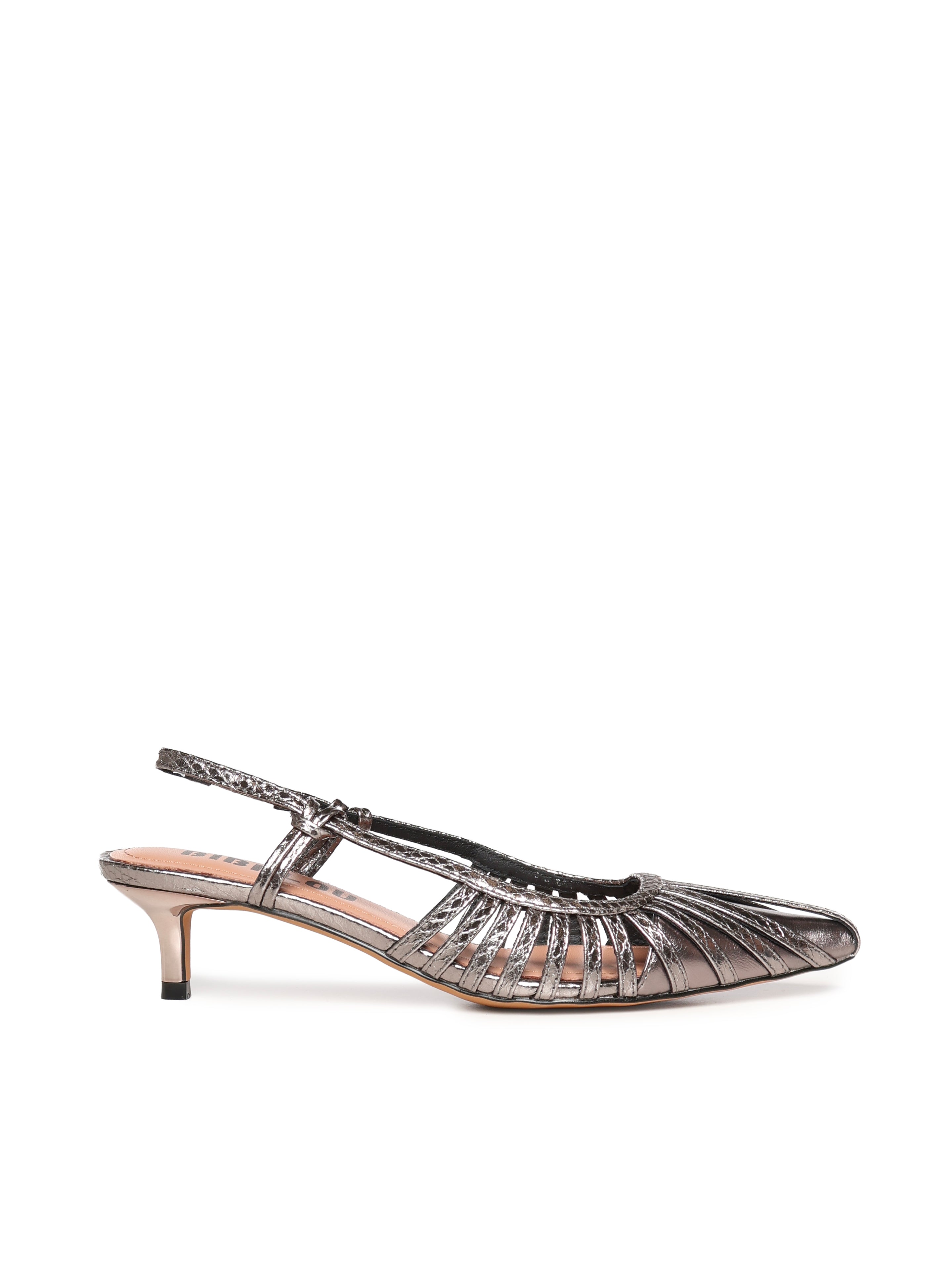 Pumps slingback in pelle metalizzata 774Z94HG PLOMO BIBI LOU 